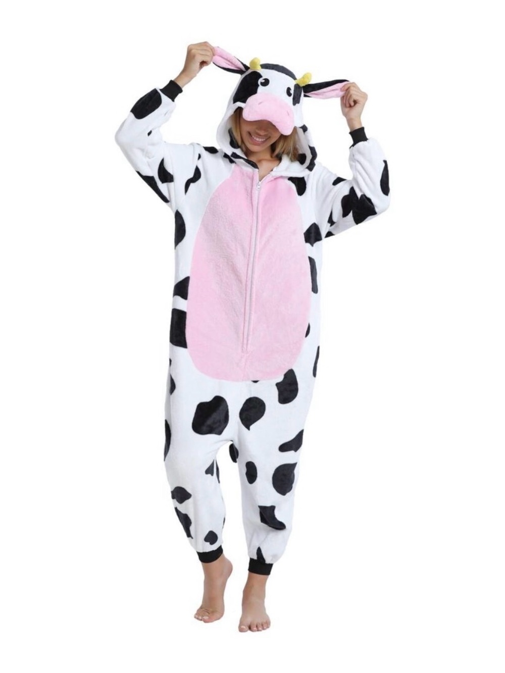 FUNZIEZ Adult Unisex Cow Onesie Halloween Costume Size XS